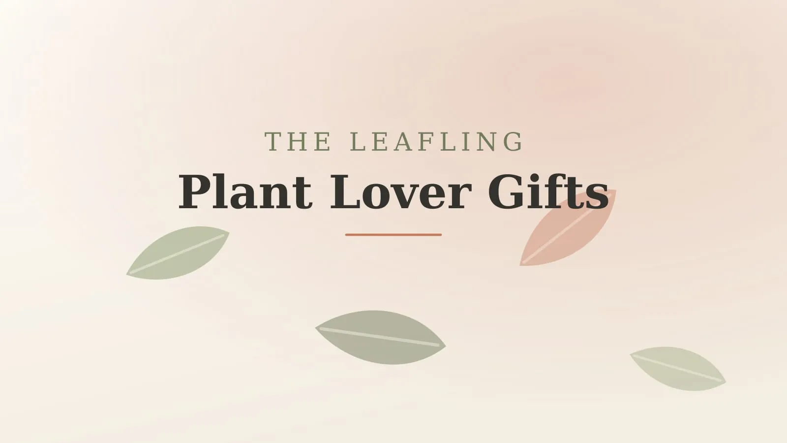 A wrapped gift, brass plant snips, a small potted plant, and a ceramic planter arranged on a wooden table in warm winter light.
