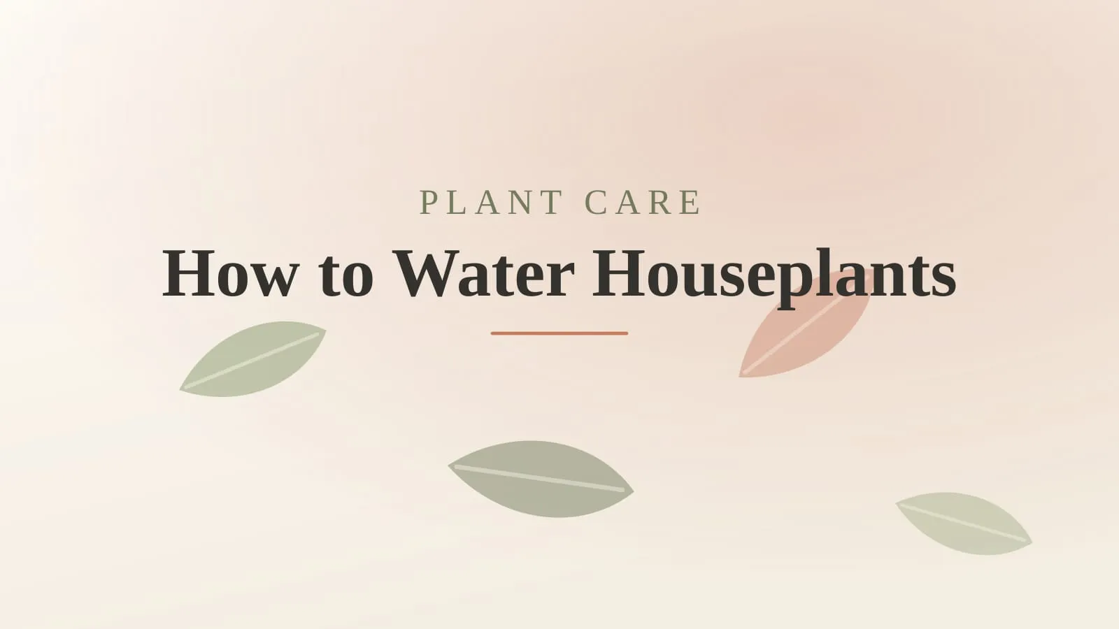 A watering can with a narrow spout pouring slowly into a terracotta pot of houseplants on a wooden table in soft daylight.